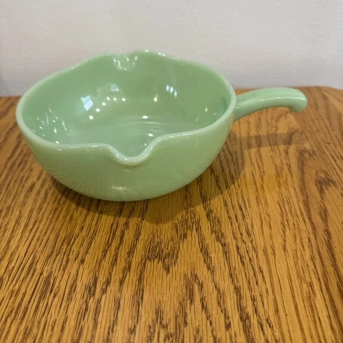 Vintage Fire-King Jadeite Double Spout Skillet Handled Bowl Anchor Hocking