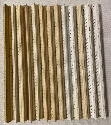 Vintage 3 Side Architect Engineer Rulers Lot 13 Staedtler Dietzgen Charvoz Alvin