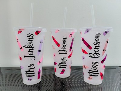 Personalisierte Lehrer mattiert Glitzer kalt Tasse 24 Unzen Danke Geschenk