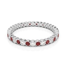 Full Eternity 925 Sterling Silver Round 1.50 Ct Red Garnet Women Engagement Ring