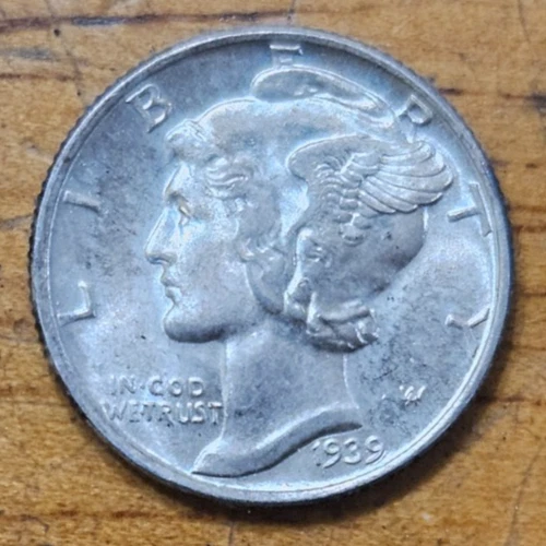 1939 Mercury Silver Dime AU-BU #AB906