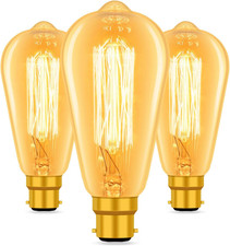Caldarax 3 Pack B22 Bayonet Vintage Edison Light Bulbs, ST64 Edison Bulb, Ret...