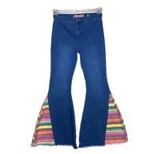 Cowgirl Hardware Serape Trim Flare bell bottom Girls size 12 western blue Jean