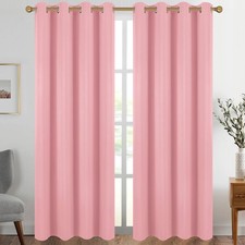 Pink Grommet Blackout Curtains for Bedroom Thermal Insulated Room Darkening C...