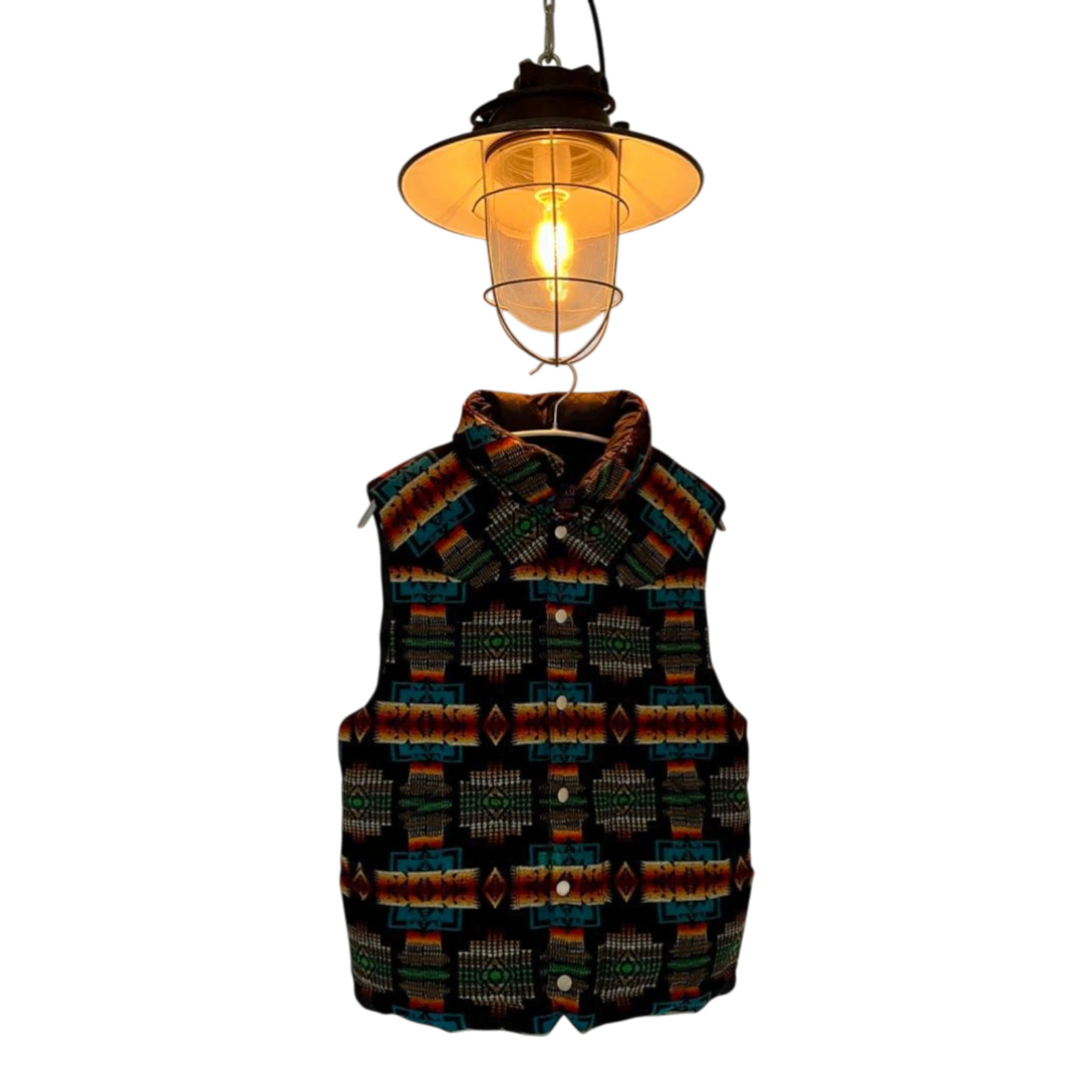 Pendleton Geometric Pattern Sleeveless Down Vest,… - image 1