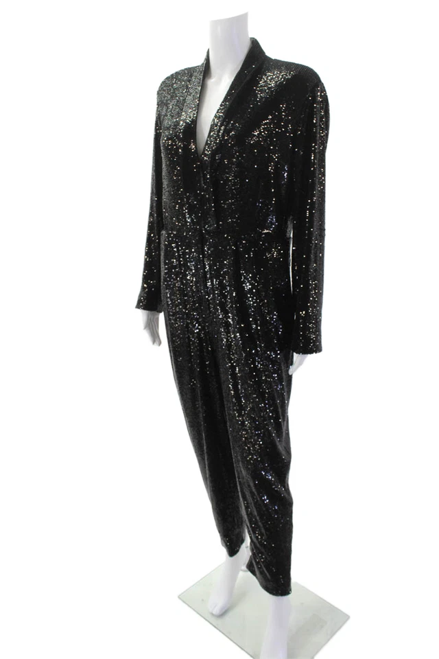 A.L.C. Mono de mujer de lentejuelas manga larga negro talla 12 Foto 2 de 4