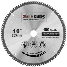 Saxton TCT Circular Saw Blade 255mm x 100T x 25.4mm Bore fits Evolution Rage