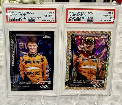2025 Topps Chrome F1 LANDO NORRIS Black 75th REF + GOLD  - Both PSA 10! 2 Cards