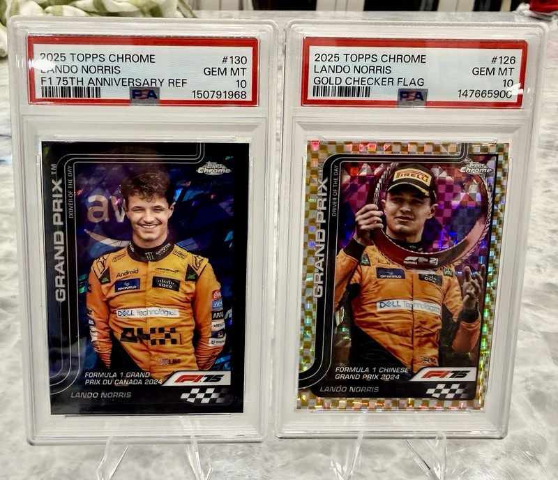 2025 Topps Chrome F1 LANDO NORRIS Black 75th REF + GOLD  - Both PSA 10! 2 Cards