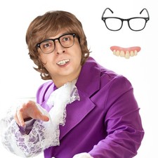 Austin Powers Wig Set Halloween for Men Party Accessories Cosplay Costume Party