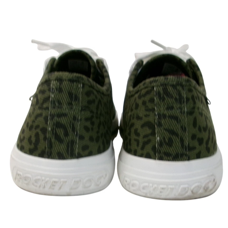 Zapatillas bajas de lona Rocket Dog con estampado de leopardo verde oliva negras para mujer 11 Foto 4 de 4