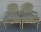 Pair Side Arm Chairs French Louis XVI Provincial Georgian Victorian Parlor set 2