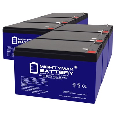 Mighty Max 12V 15AH GEL F2 Battery Replaces APC SmartUPS V/S 1000 VS650 - 6 Pack