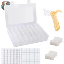 Elegant Embroidery Floss Organizer with 24 Compartments & 40 Bobbins - White