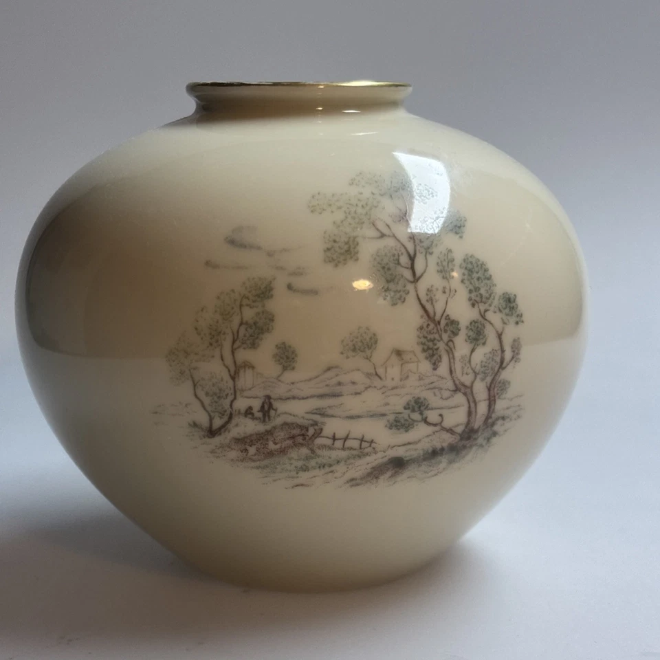 2511002 Fürstenberg Porzellan Vase, Kugelvase, Dekor Bäume Landschaft ca. 9,5 cm - Bild 3 von 4