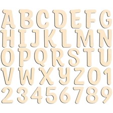 124Pcs 2 Inch Wooden Letters Numbers Unfinished Wood Alphabet Craft Pieces