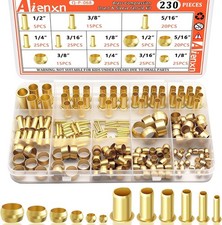Brass Compression Sleeves Ferrules  Insert 230 PCS 1/8 to 1/2 inch