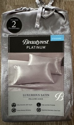 (2 Pack) Beautyrest Standard Luxurious Satin Silk Pillowcase Soft Bedding Pillow