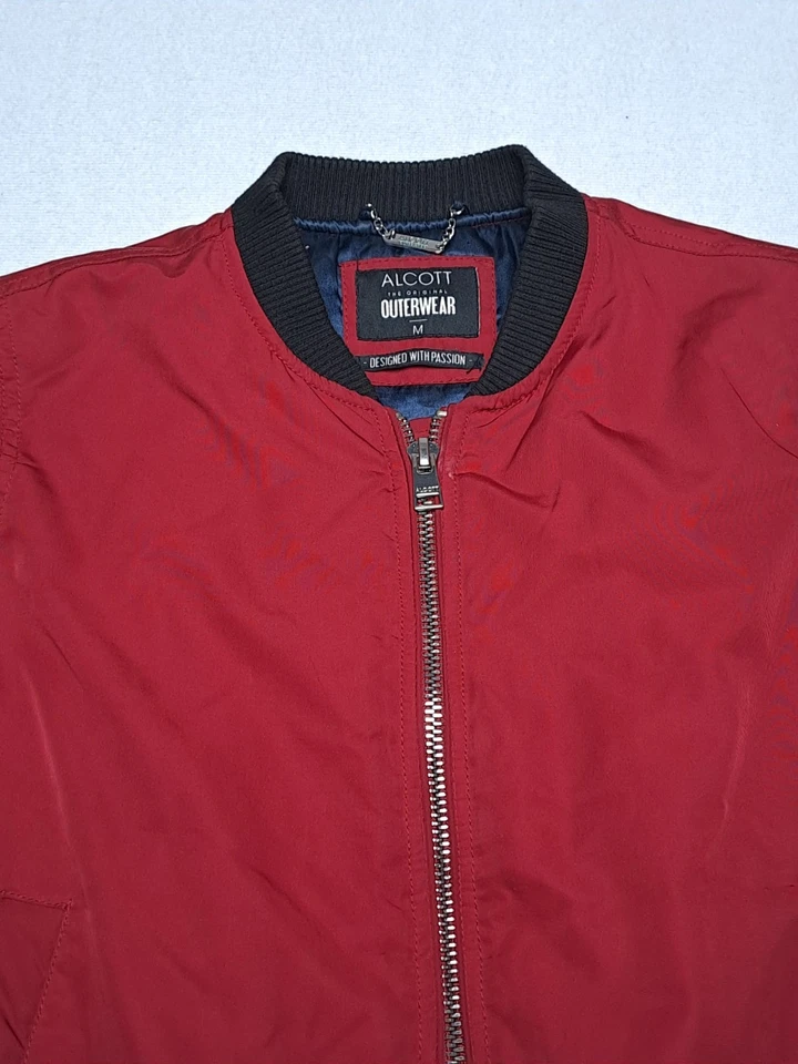 Alcott Men's Jacket Front Zip Closure Front Pockets Sz M Red - Immagine 3 di 4