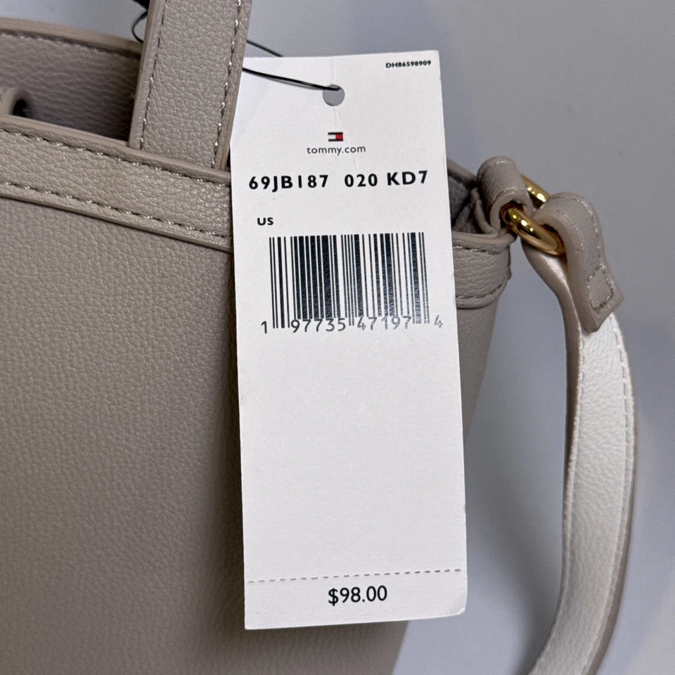 Tommy Hilfiger Mujer Clásico Bolso de Mano Beige Cartera Mediano Nuevo con Etiquetas Bandolera + Correa Foto 3 de 4