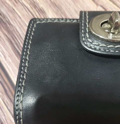 Coach Vintage Leather Black Wallet 4” X 5” Silver Hardware - Picture 9 of 10