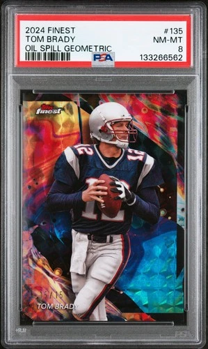 2024 TOPPS FINEST OIL SPILL GEOMETRIC #135 TOM BRADY 15/15 PSA 8