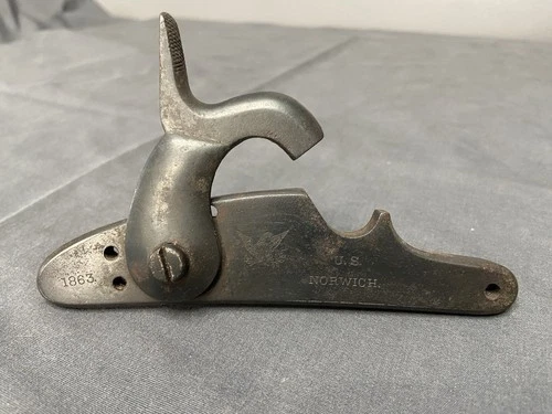 Civil War 1863 US Springfield NORWICH Contract Musket Lockplate Incomplete