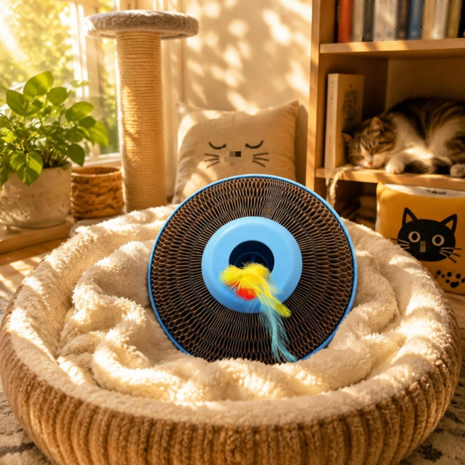 Motion-Activated Feline Toy Blue and Brown Interactive Feline Toy Rounded Edges