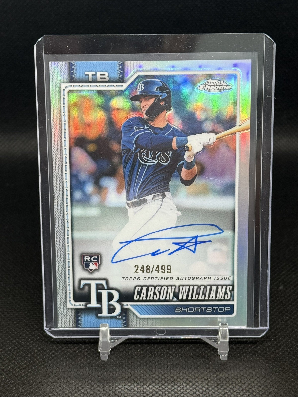 2026 Topps Chrome Carson Williams, Rays /499 RC Rookie Auto OnCard Refractor