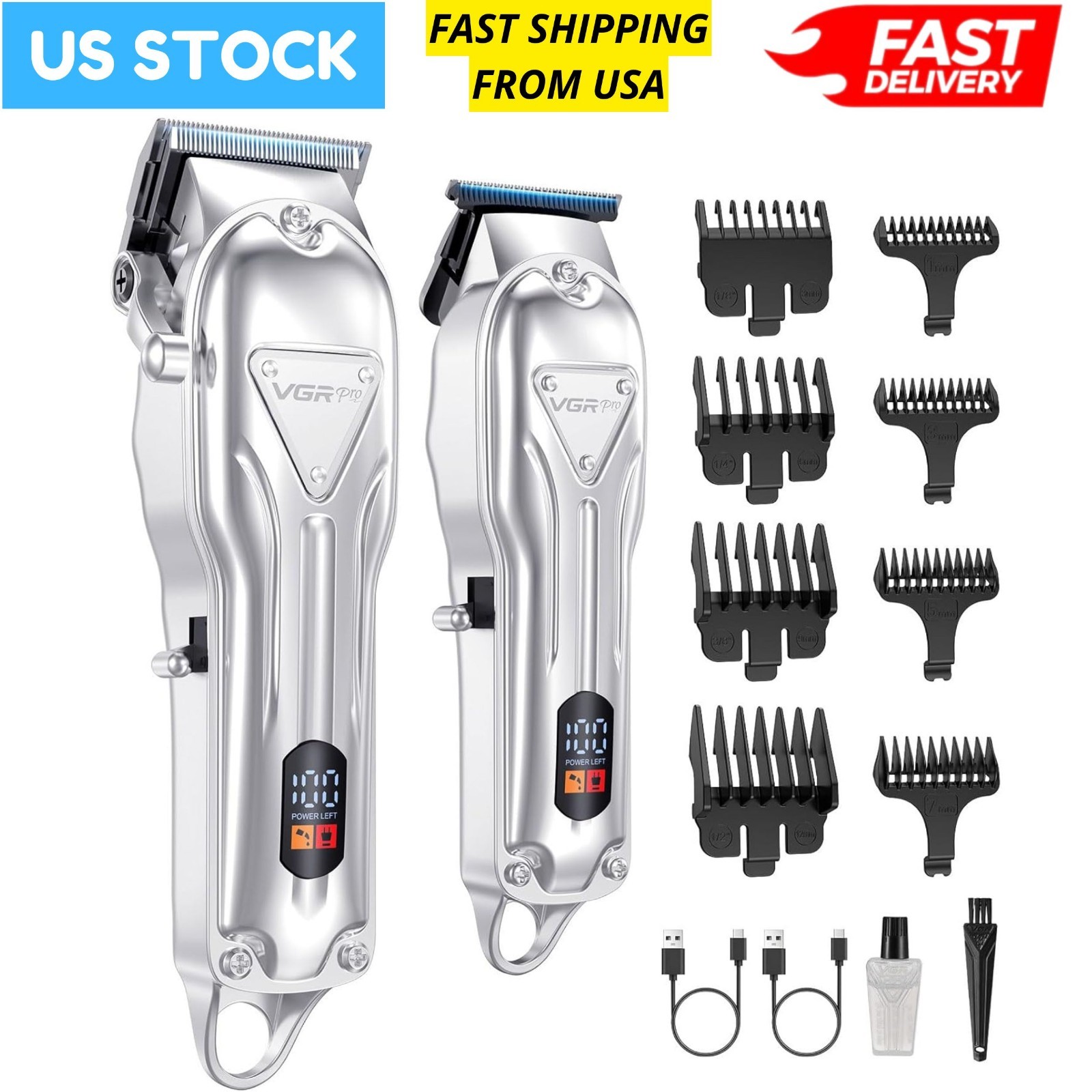 Professional Cordless Hair Clippers & Trimmer for Men's Barber Grooming & Haircuts