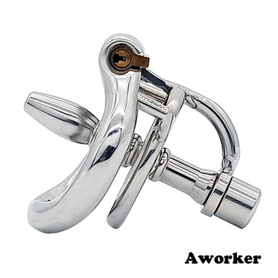 Stainless Steel Male Chastity Cage with Removable Tube Arc Ring CB Lock Devices