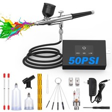 Airbrush Kit with Air Compressor, 50 PSI ClogResistant Air Brush Set, Dual Ac...