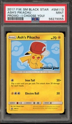 Pokemon Ash's Pikachu I Choose You! Movie Black Star Promo SM113 PSA 9 Mint