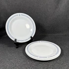 Set of 3 Vintage Arcopal France Salad Plates Blue White Navigare Vivere Est 7.5”