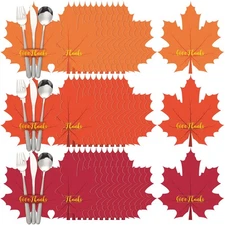 36 Pcs Felt Maple Leaves Thanksgiving Utensil Holders 3 Colors Table Decor