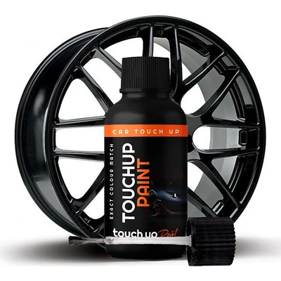 GLOSS BLACK ALLOY WHEEL TOUCH UP KIT REPAIR KIT PAINT WITH BRUSH CURBING SCRATCH - Image 1 of 4