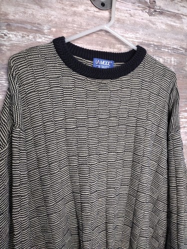 Vintage LaMode Sweater Mens L Geometric 90’s Grandpa/Hip Hop/ Grunge Chunky EUC - Picture 2 of 7