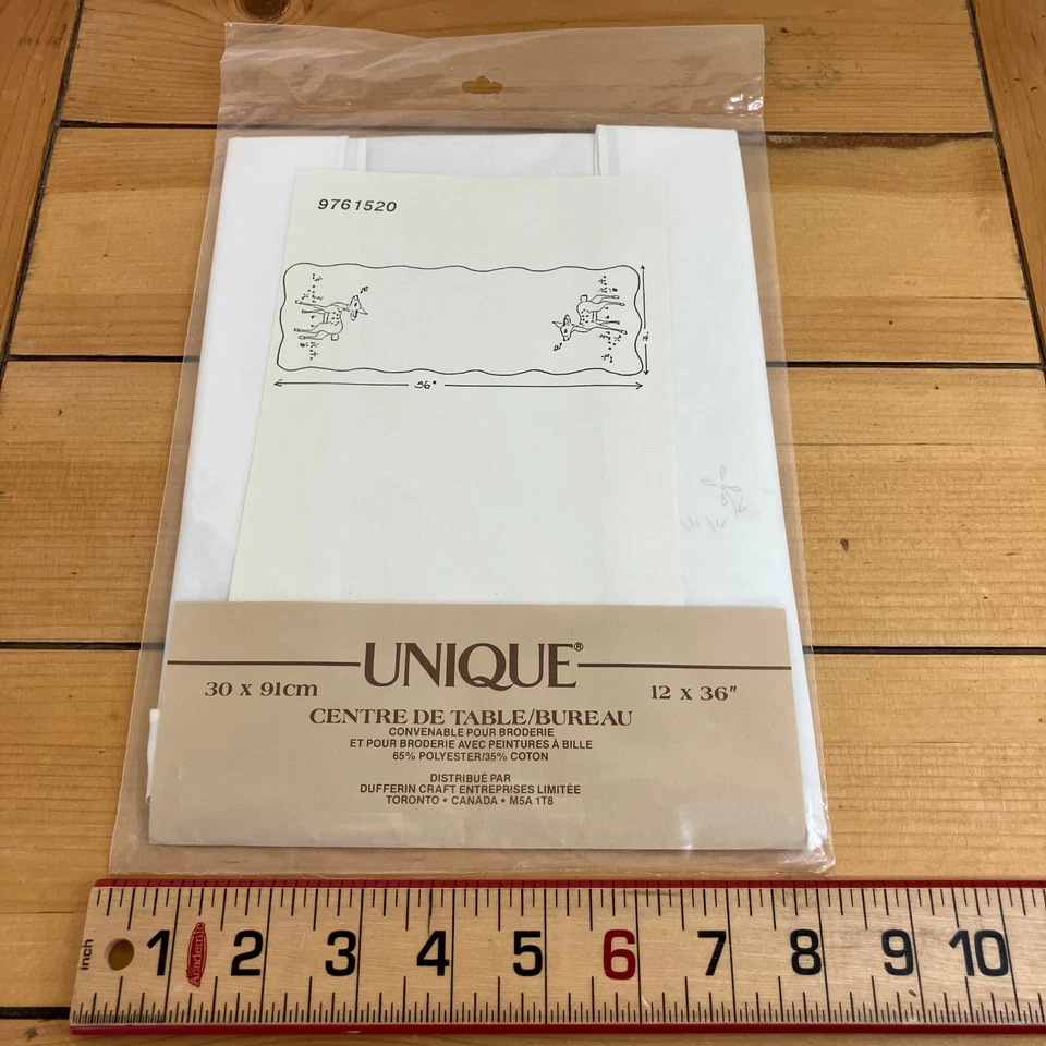 Deer Fawn Pre-Printed Fabric Table Runner Dresser Scarf Hand / Liquid Embroidery - Image 3 of 3