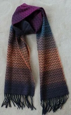 Croft & Barrow acrylic scarf / muffler, 12 x 64, brown & orange chevron pattern