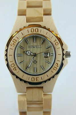 Bewell Holzuhr Damenuhr Datum 36mm Ahorn Butterflyschließe A-Ware Geschenk