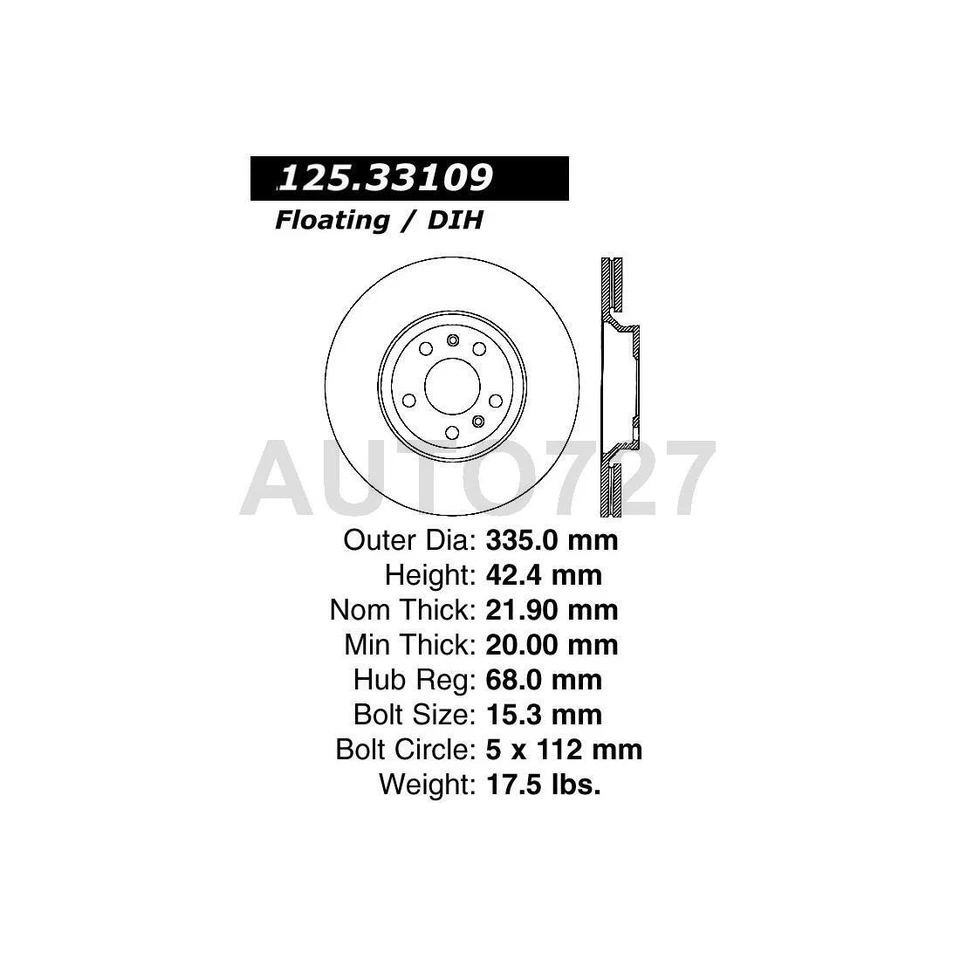 Rotor de freno de disco trasero 2 piezas Centric Parts para Bentley Continental Foto 2 de 3