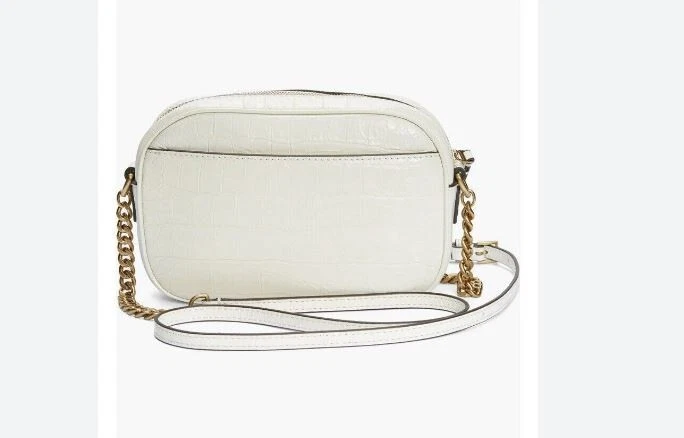 TORY BURCH McGraw piccola borsa per fotocamera a tracolla in pelle goffrata di coccodrillo Bianco