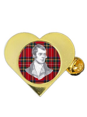 Robert Burns ''Rabbie'' Gold Love Herz Anstecknadel Anstecker