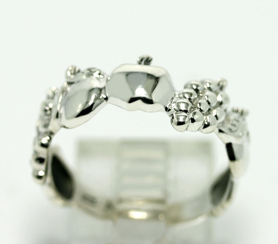 Sterling Silver Apple Grape Vine Fruit Band Ring Size 6.5 | eBay