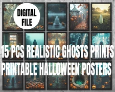 15 pcs Halloween High Quality Printable Realistic Ghost Digital Print Wall Art