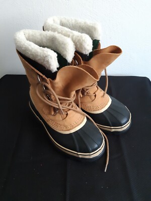 Sorel Caribou Buff Nl1005-280 Brown Leather Snow Boots Womens Size