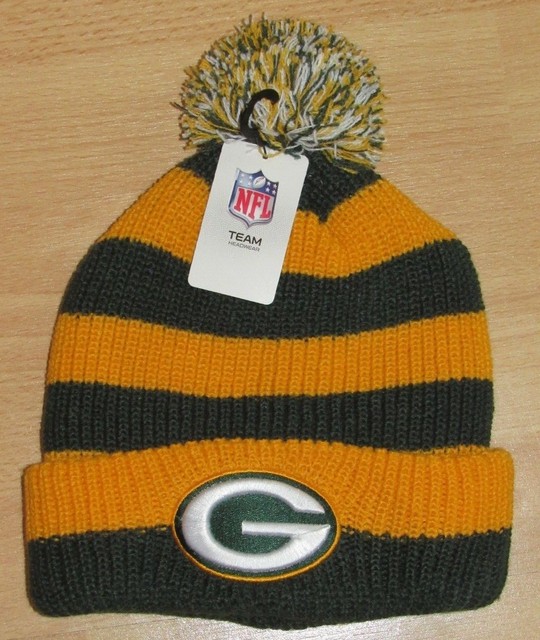 Green Bay Packers NFL Team Striped Cuffed Winter Knit hat cap Men's eBay