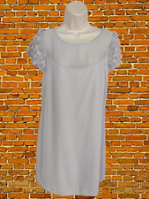 BNWT WAREHOUSE UK 12 GREY SHORT SLEEVE RUFFLE OCCASION PARTY MINI SHIFT DRESS