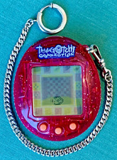 Tamagotchi Con. v1 Pink Sparkle - Sterling Silver Chain - Works Great