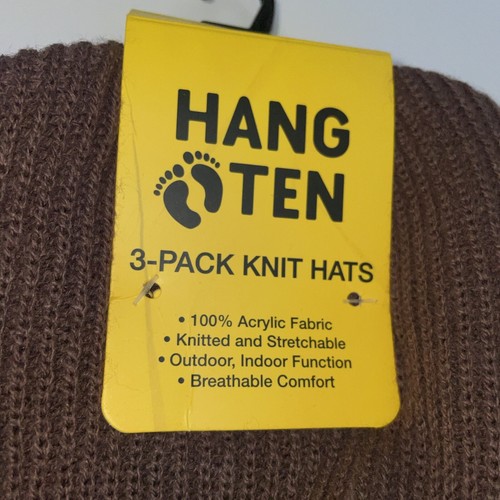 Hang Ten Men’s Knit Hats 3 Pack Assorted Colors One Size Soft NEW - Picture 2 of 4